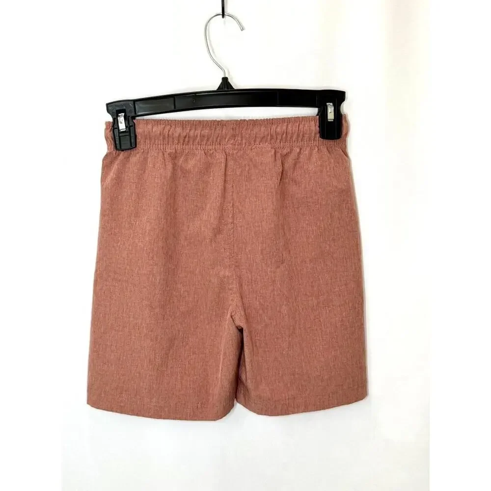 C&C California Boys Shorts Size M 7/8 Orange Heather Elastic Waist Drawstring